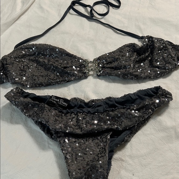 Beach Bunny Other - Beach Bunny dark gray sparkle bikini size S